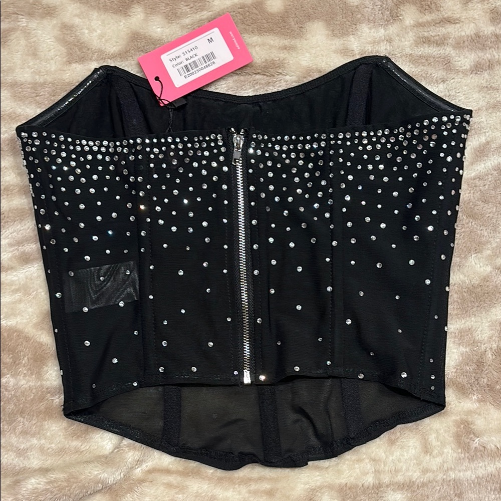 Edikted Black Embellished Bustier Bodysuit - Picture 3 of 5